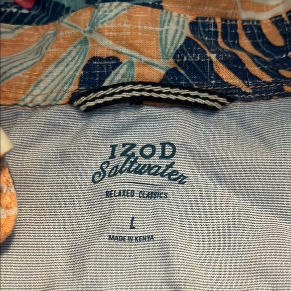 Izod Saltwater Shirt with Tropical Print - Picture 2 of 2